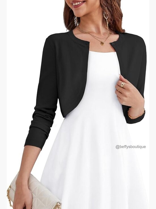 Sweaters - Long Sleeve Cropped Cardigan Shrug for Dresses S-XL Knit Sweater